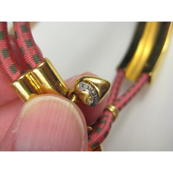 Juicy Couture Pink Goldtone Bracelet Adjustable Cord WORN - Picture 7 of 11